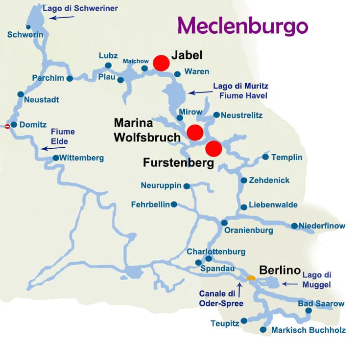 Mappa itinerari houseboat Germania