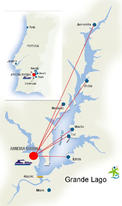 Mappa itinerari houseboat Portogallo