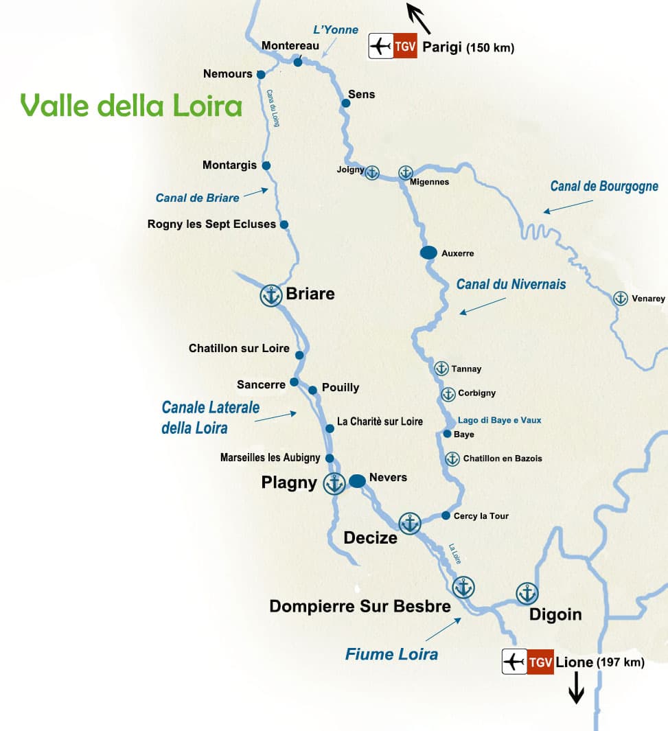 Mappa houseboat Valle della Loira