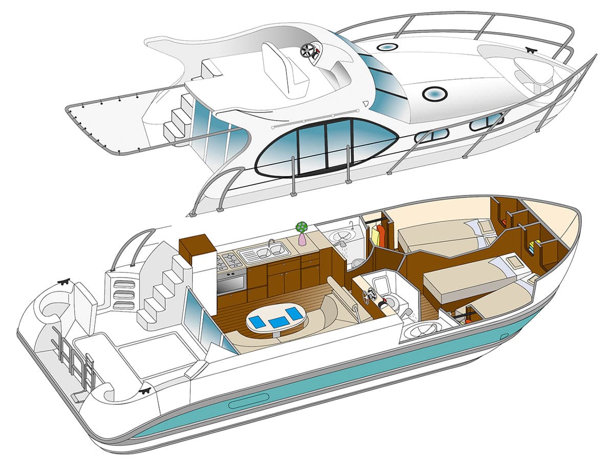 Houseboat Estivale Quattro plan 3D