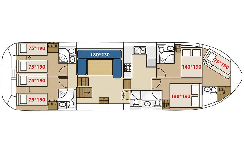 Houseboat Tarpon 49 Quattro Prestige plan