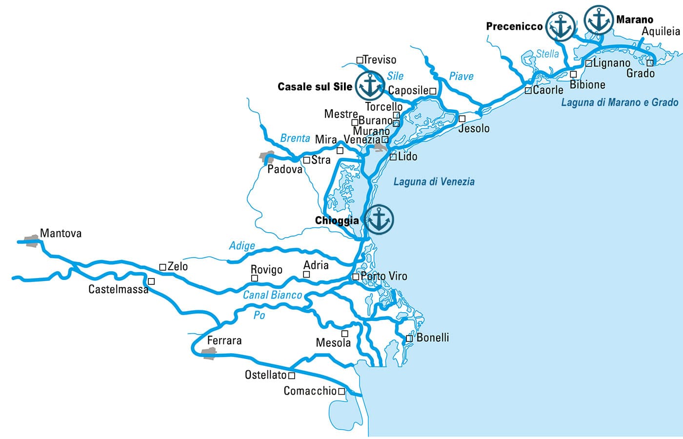 Mappa Houseboat Italia